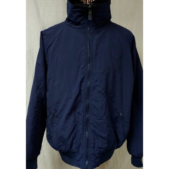 Vtg Baru Sports Mens XL Dark Blue Fleeced Lined Full Zip Insulated Bomber Coat - Picture 1 of 15